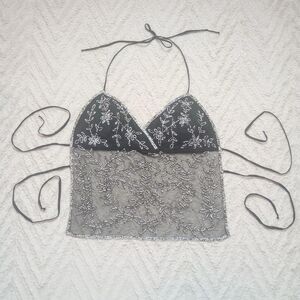 Vintage 90s Y2K Backless Beaded Fairy Halter